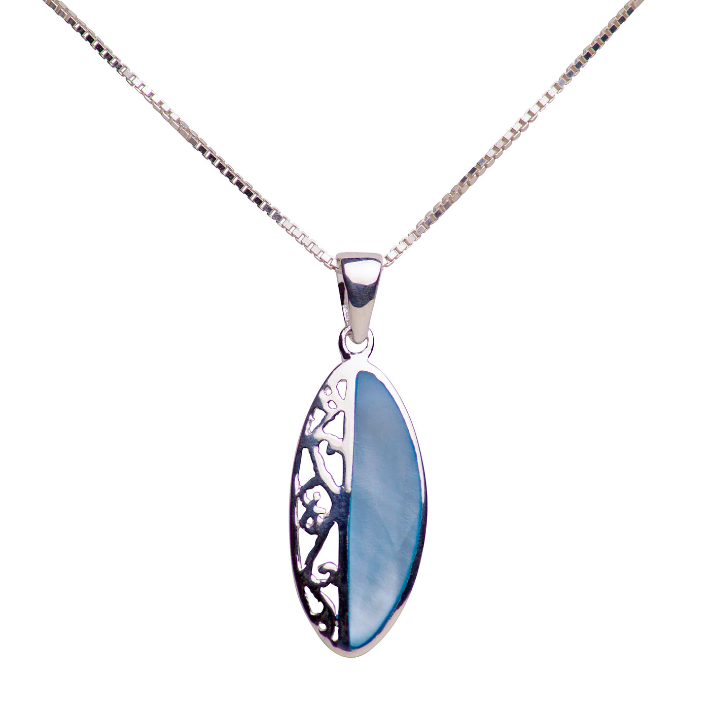 Blue Mother of Pearl Pendant Necklace