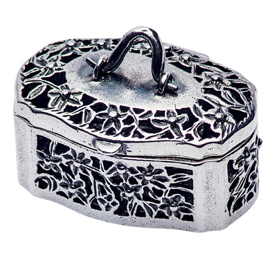 Sterling Silver Oval Victorian Floral Filigree Box