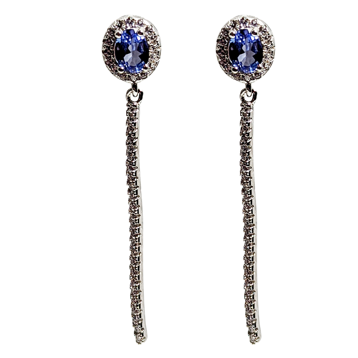 1 TCW Natural Tanzanite Silver Earrings