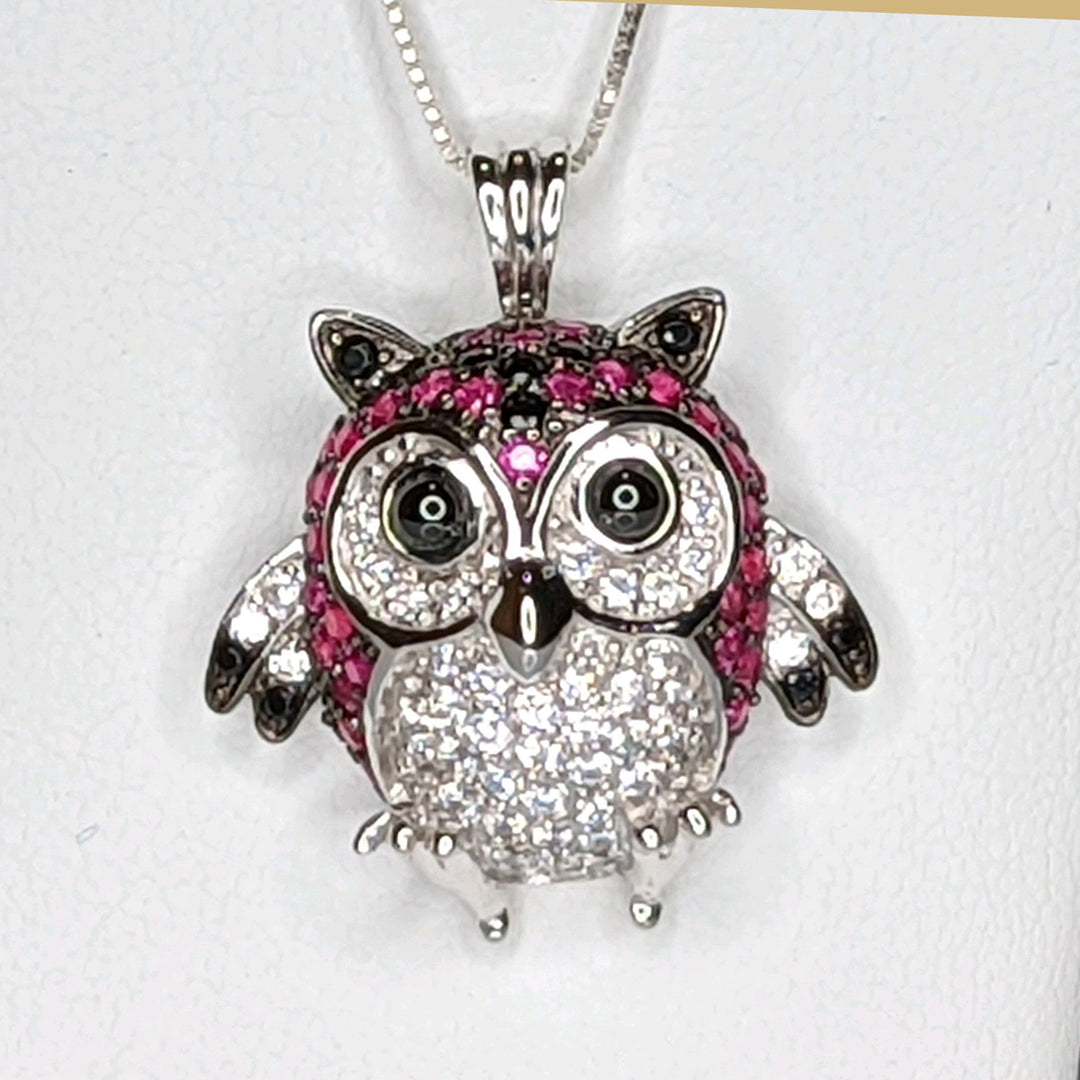 Purple Crystal Owl Pendant