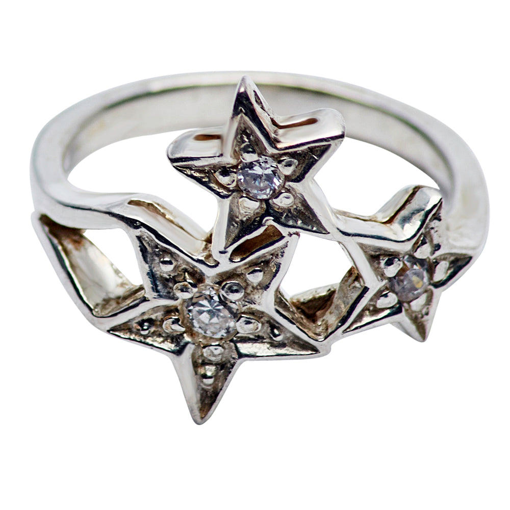 Silver & Diamond Simulant Star Ring