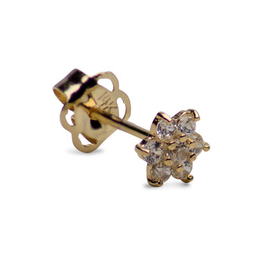 14K Yellow Gold Flower Cubic Zirconia Earrings | SilverAndGold