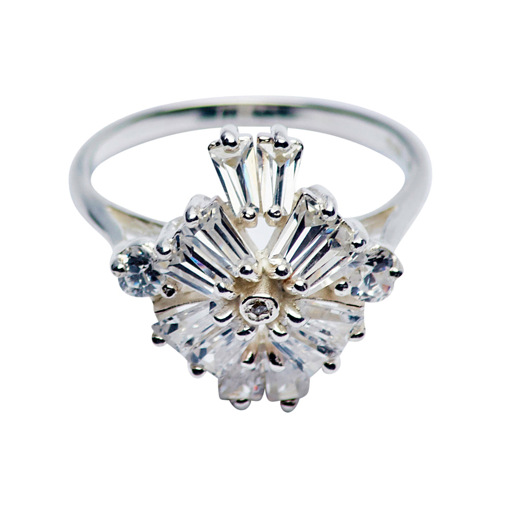 Art Deco Diamond Simulant Silver Ring