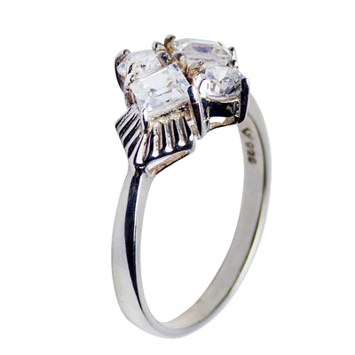 Diamond Simulant Silver Ring