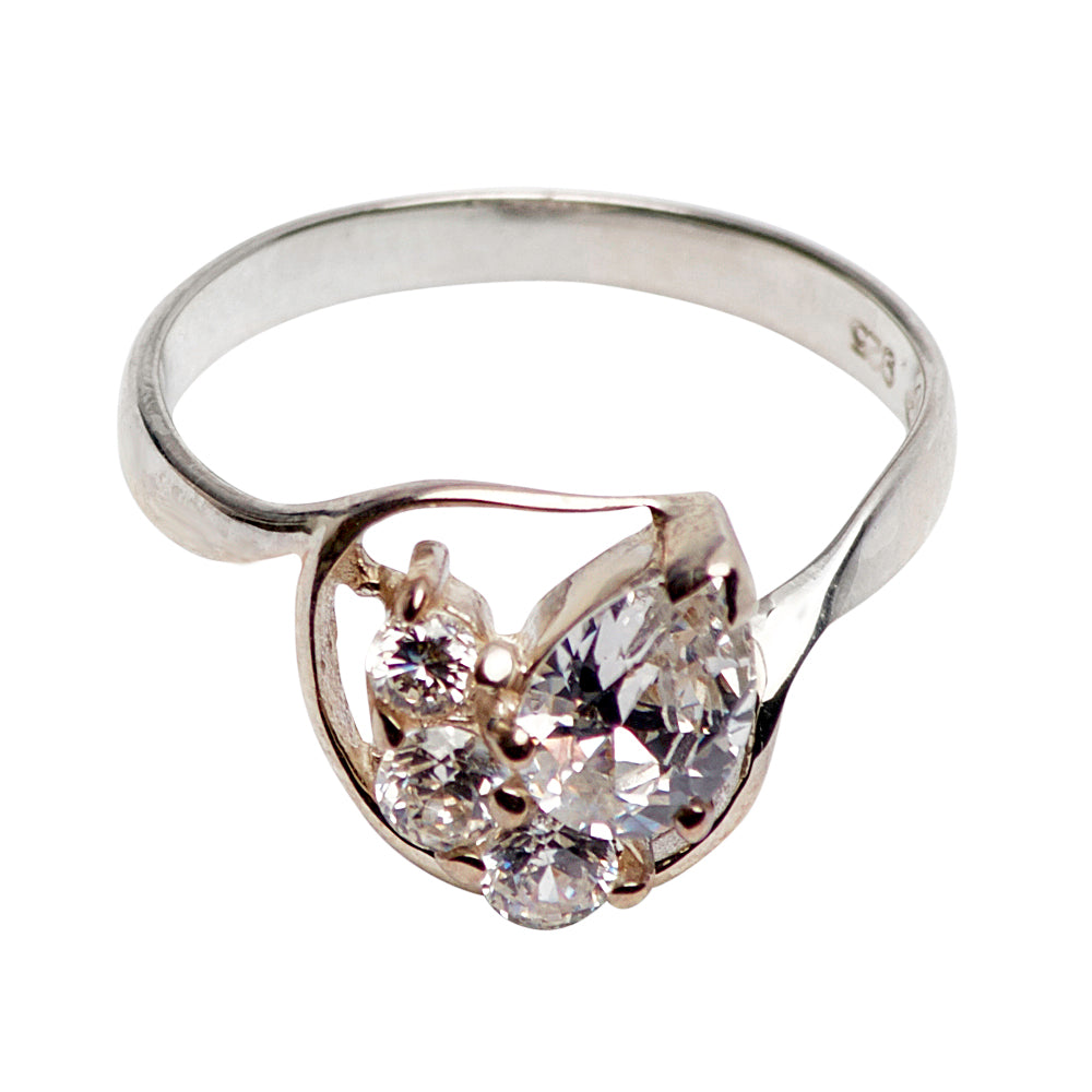 Silver Diamond Simulant Ring