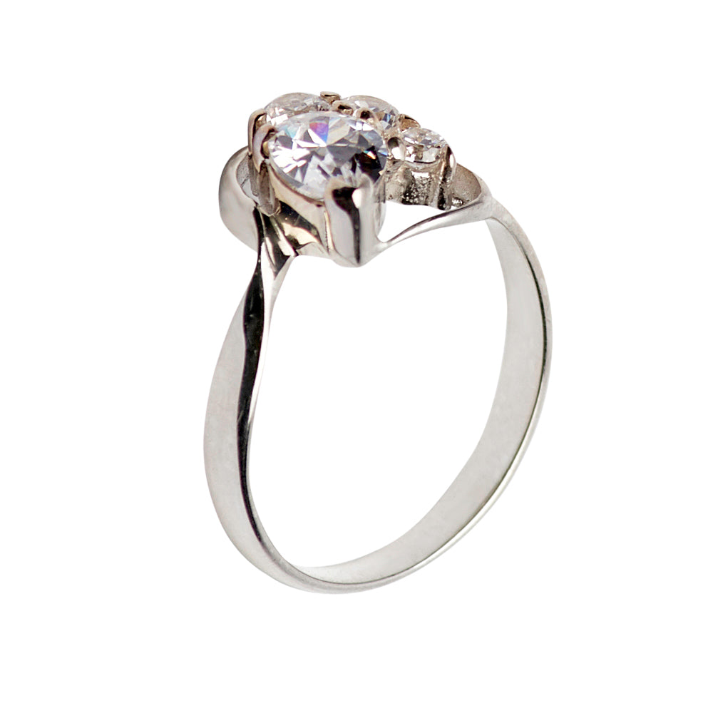 Silver Diamond Simulant Ring