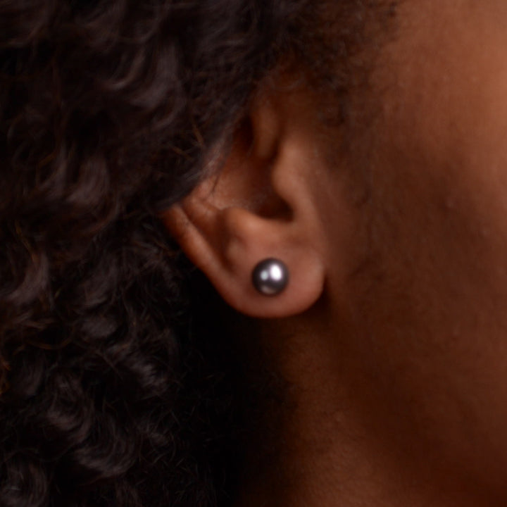 8 mm Grey South Seas Pearl Earrings | SilverAndGold