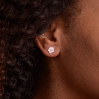 Mother of Pearl Flower Stud Earrings | SilverAndGold