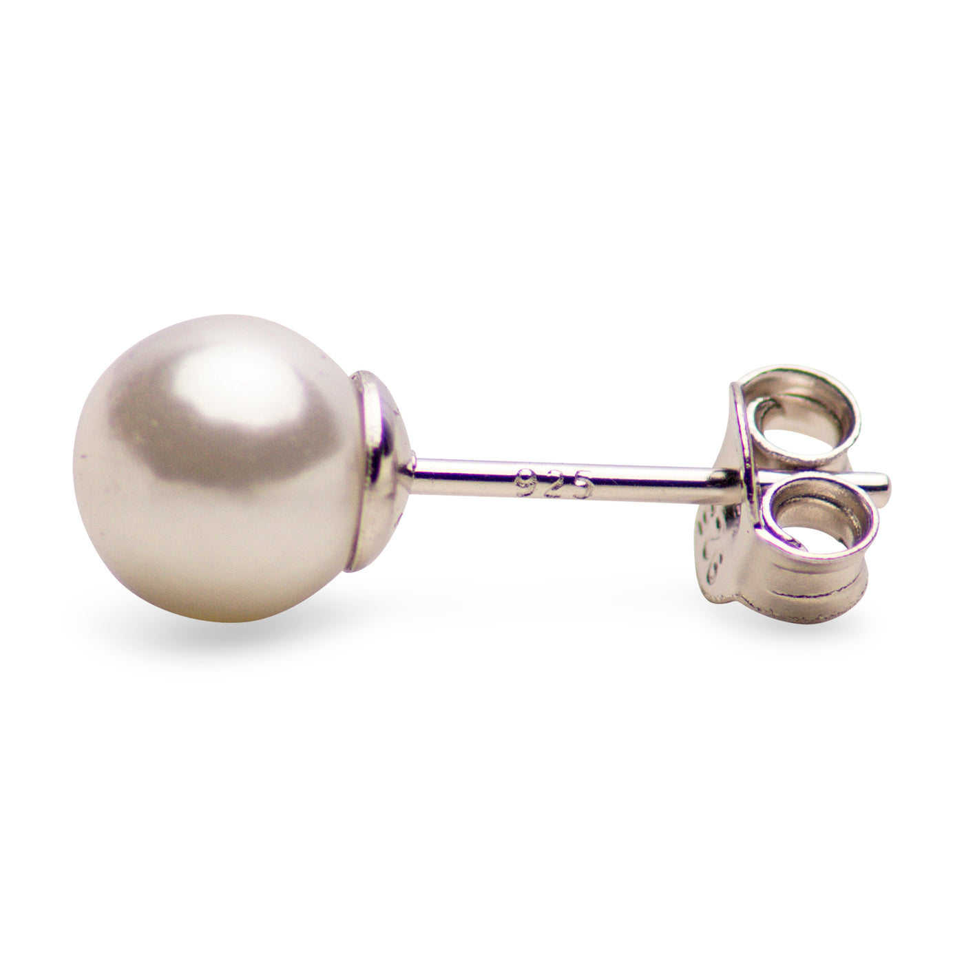 Sterling Silver Created 6 mm White Pearl Earrings | SilverAndGold