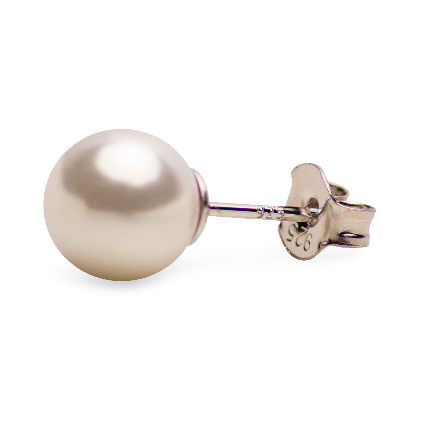 Sterling Silver 8 mm Created White Pearl Earrings | SilverAndGold