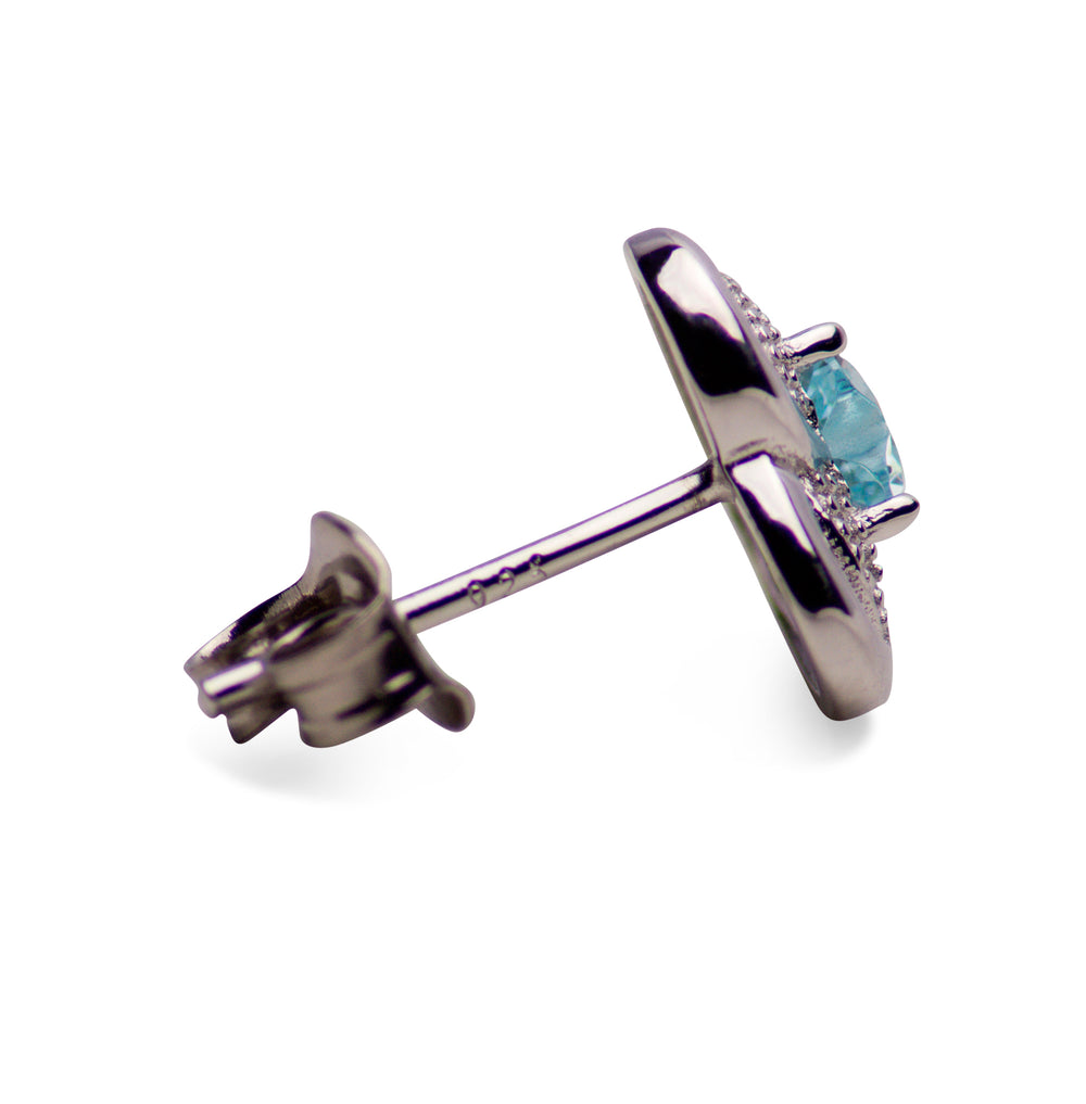 Sterling Silver Heart Created Topaz Earrings | SilverAndGold
