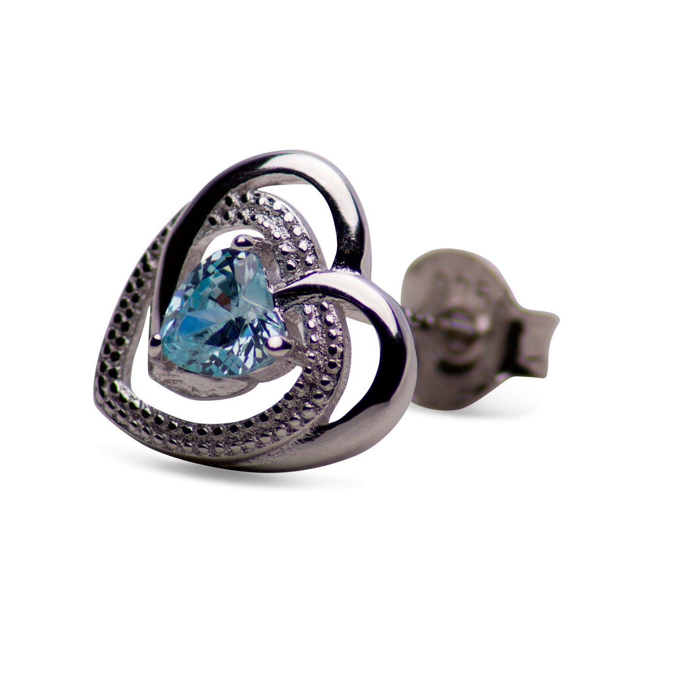 Sterling Silver Heart Created Topaz Earrings | SilverAndGold
