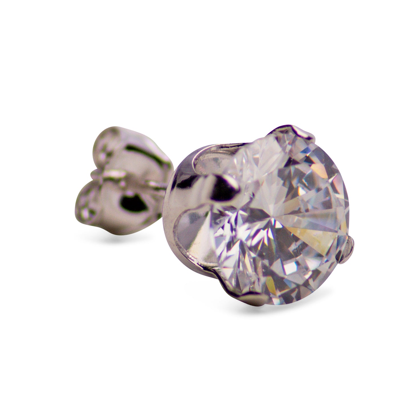 Sterling Silver Cubic Zirconia Round Stud Earrings | SilverAndGold