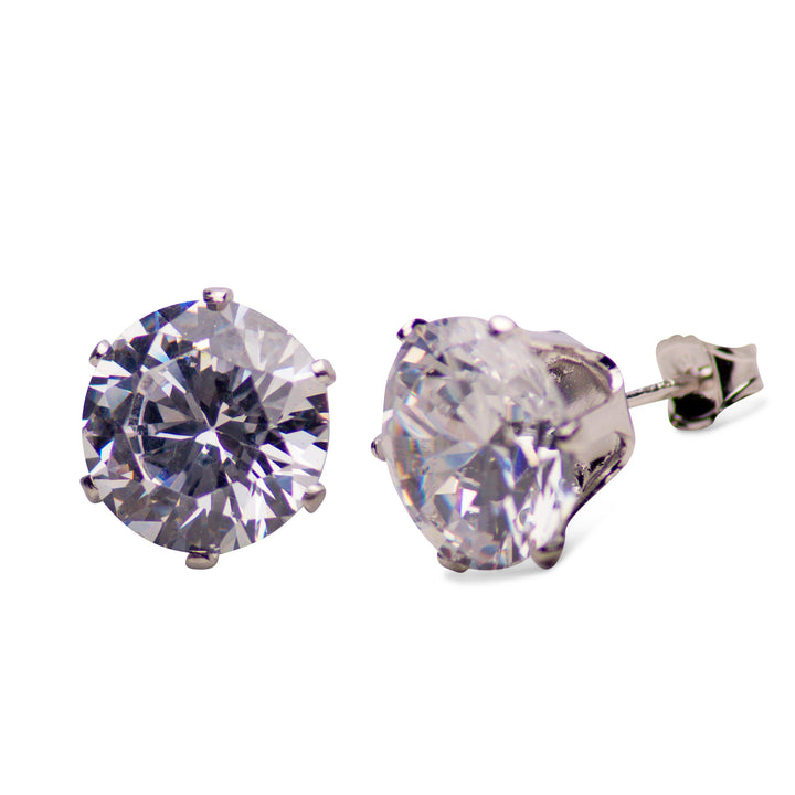 16.00 ctw Cubic Zirconia Round Stud Earrings | SilverAndGold