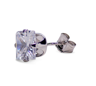 6 mm Princess Cut Cubic Zirconia Earrings | SilverAndGold
