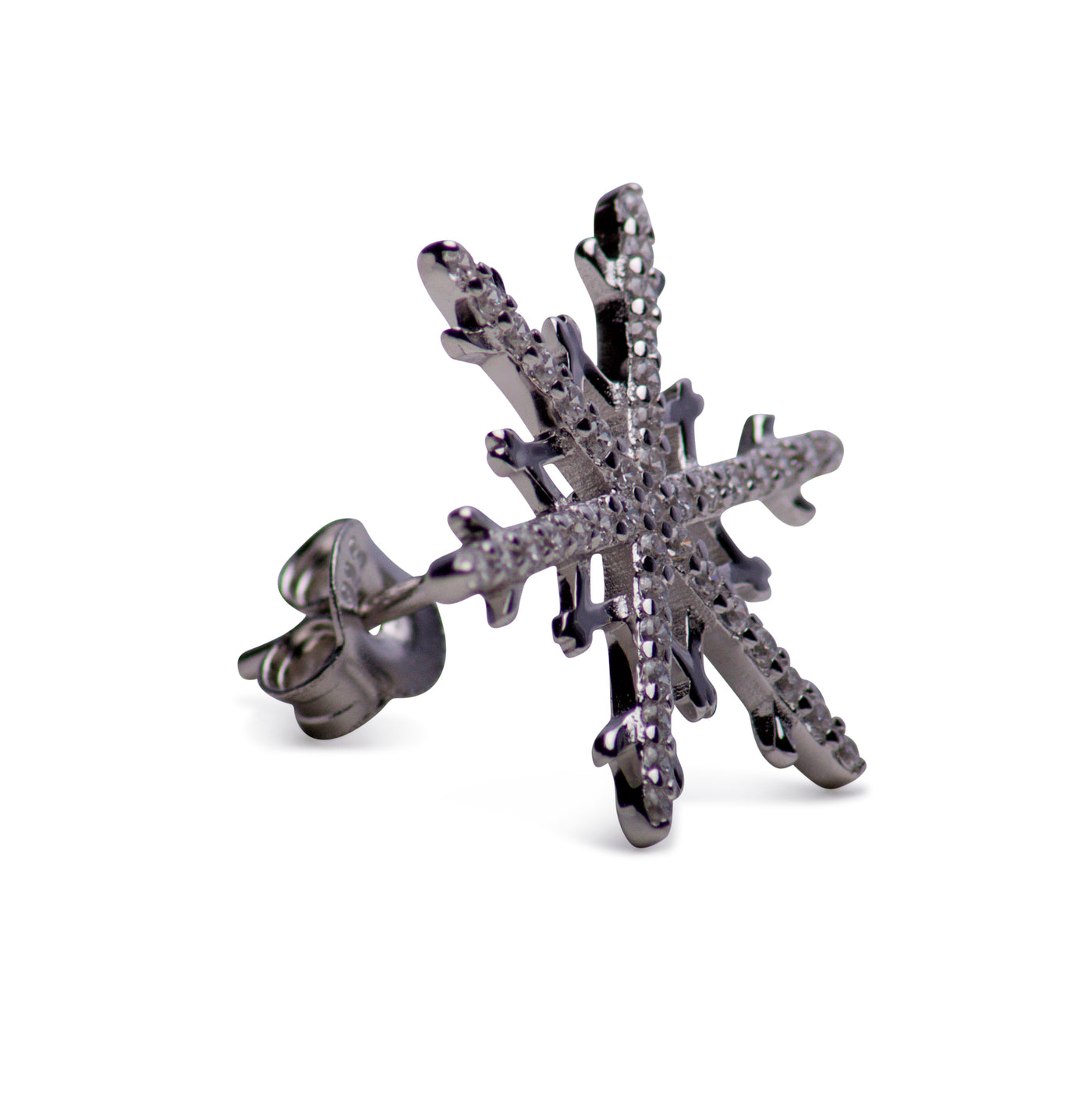 Sterling Silver Snowflake Cubic Zirconia Earrings | SilverAndGold
