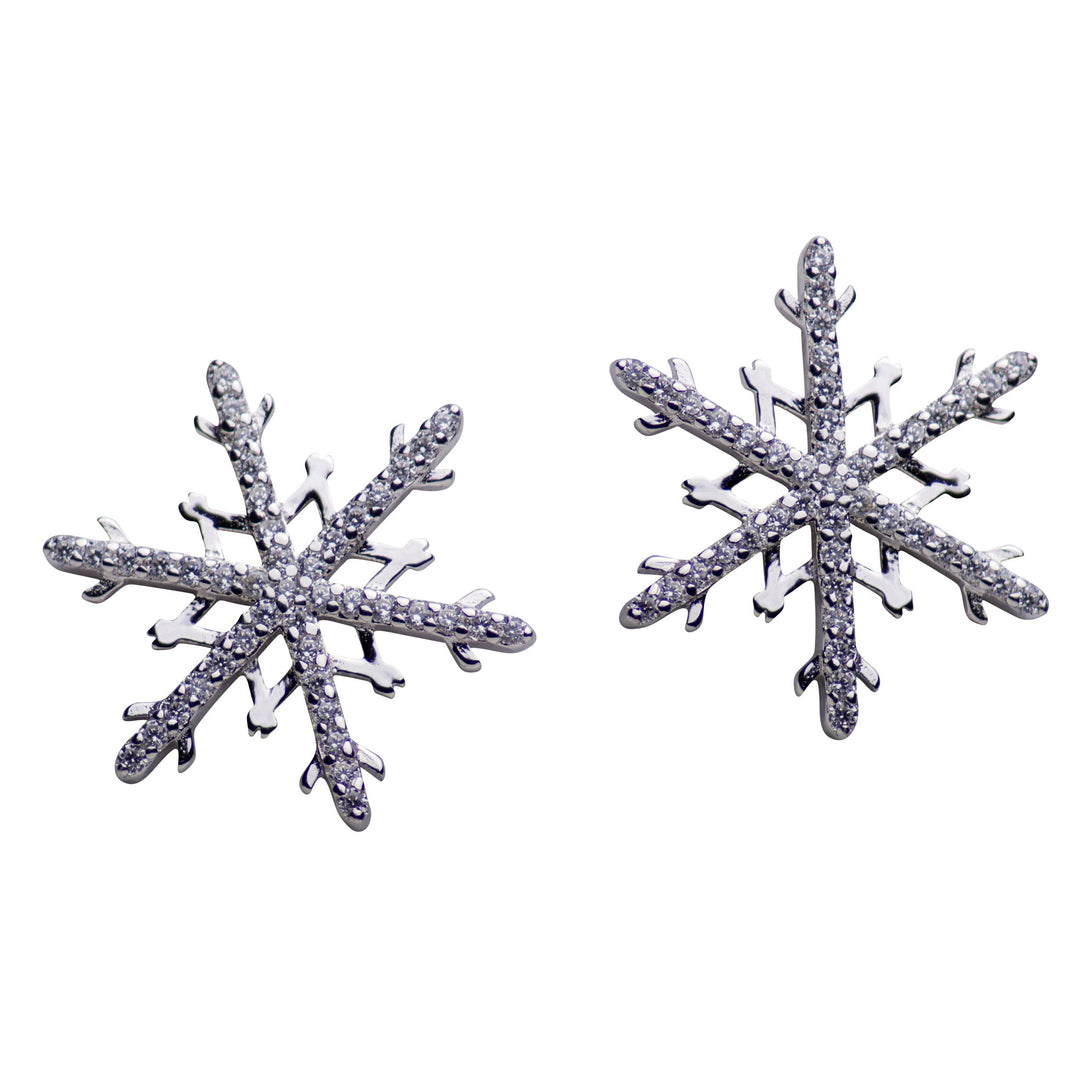 Sterling Silver Snowflake Cubic Zirconia Earrings | SilverAndGold