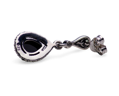 Created Black Onyx & Marcasite Teardrop Earrings | SilverAndGold