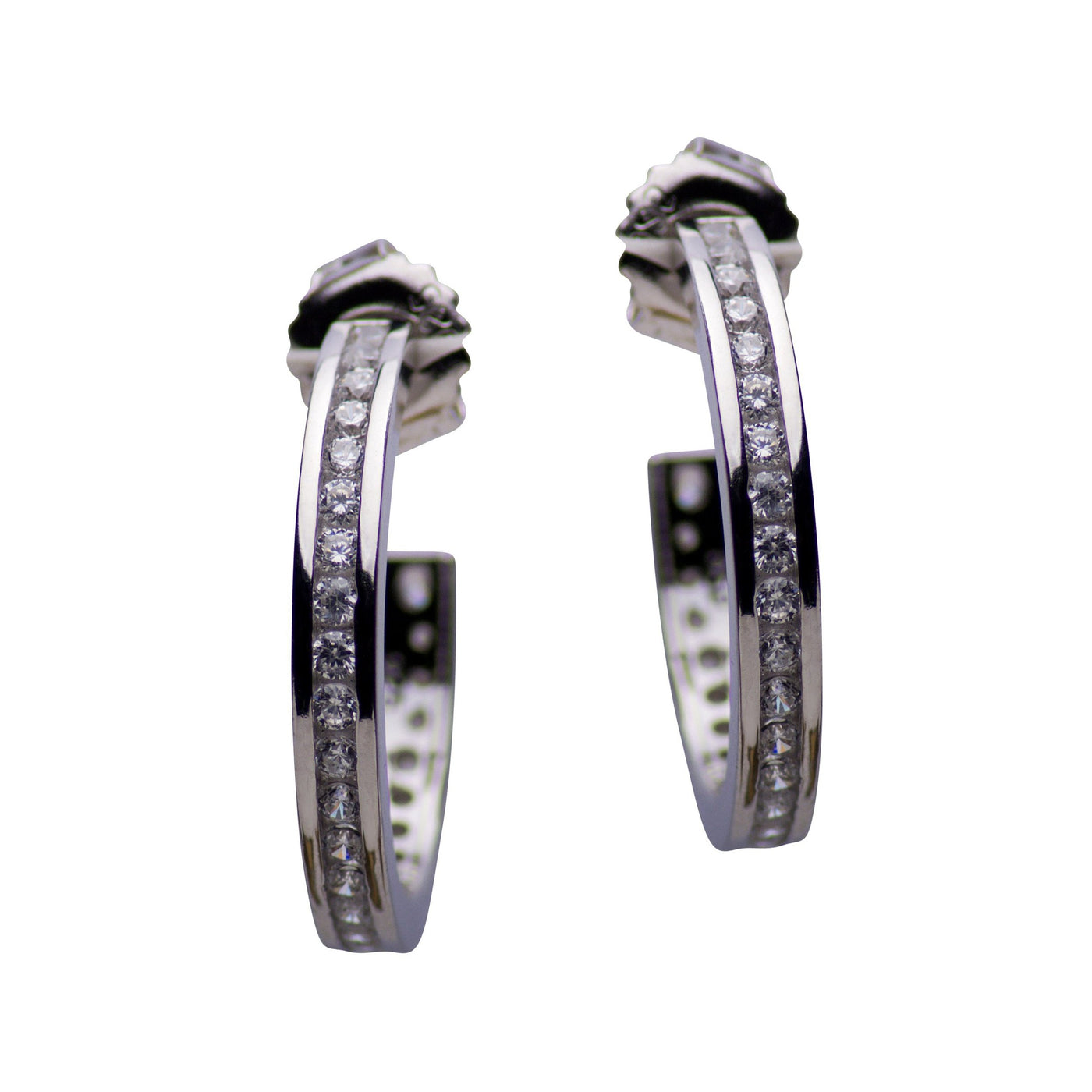 Sterling Silver & Cubic Zirconia Hoop Earrings | SilverAndGold