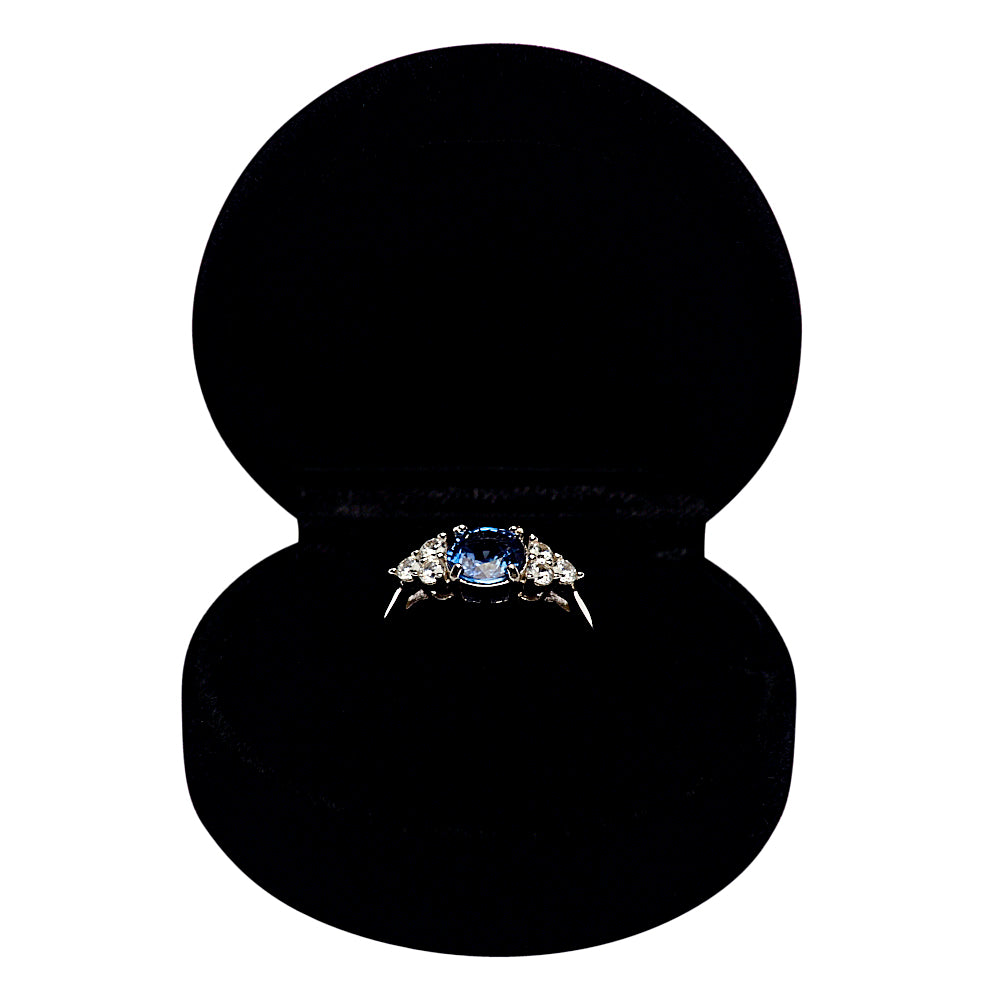 Created Blue Sapphire & Crystal Sterling Silver Ring | SilverAndGold