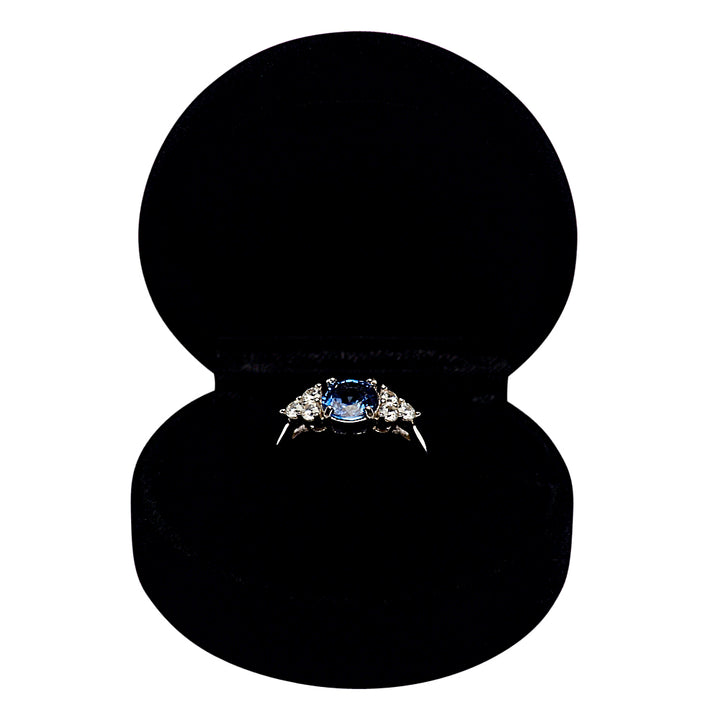 Created Blue Sapphire & Crystal Sterling Silver Ring | SilverAndGold