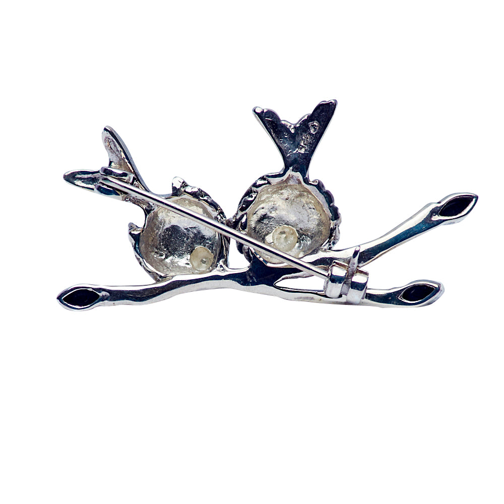 Turtledove Pair Silver Brooch