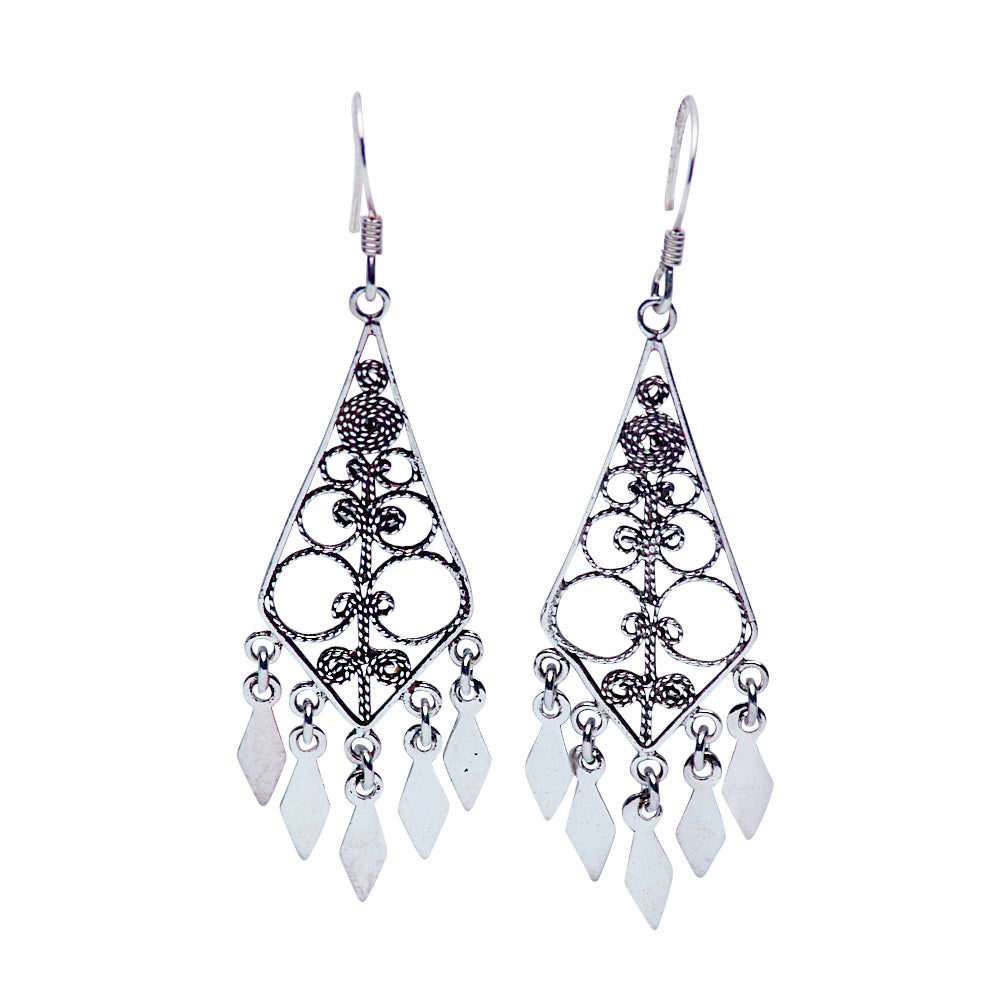 French Diamond Sterling Silver Chandelier Earrings | SilverAndGold