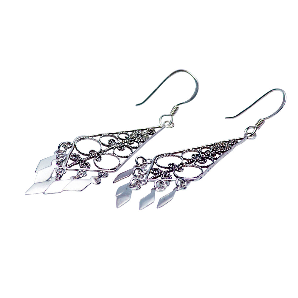 French Diamond Sterling Silver Chandelier Earrings | SilverAndGold