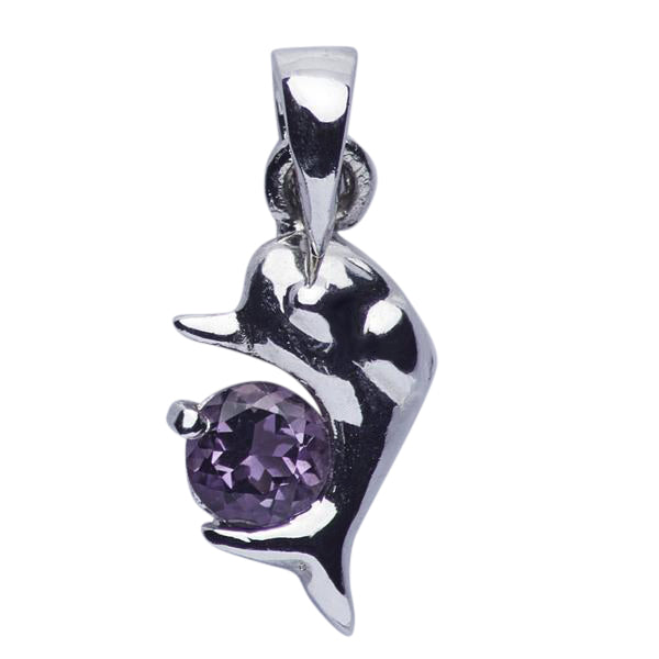 Amethyst Dolphin Silver Pendant