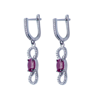 Swarovski & Ruby Dangle Earrings in Sterling Silver | SilverAndGold