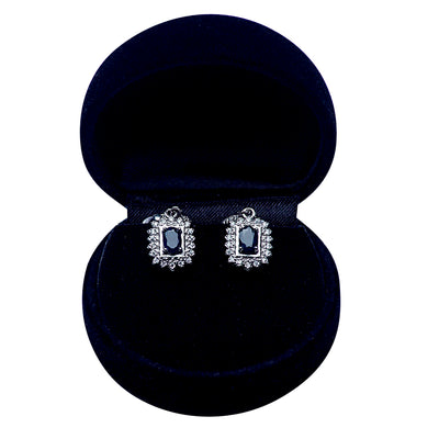 Blue Sapphire & Crystal Sterling Silver Earrings | SilverAndGold