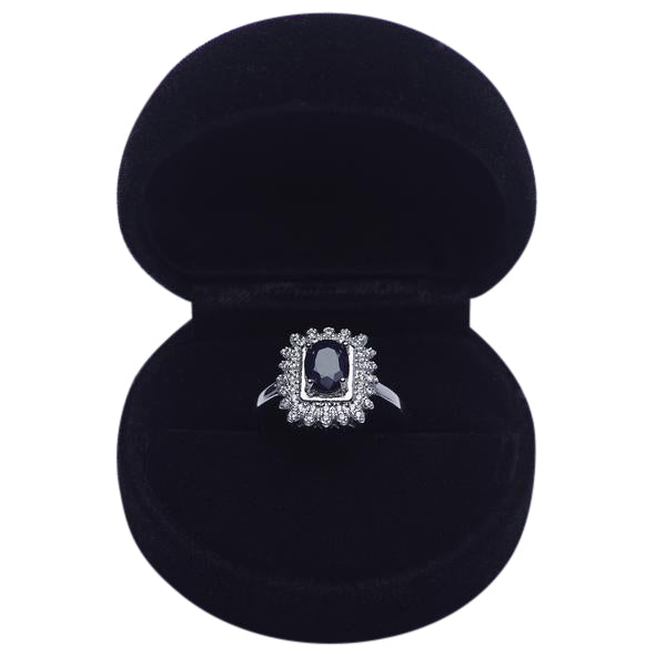 Blue Sapphire & Crystal Victorian Style Ring | SilverAndGold