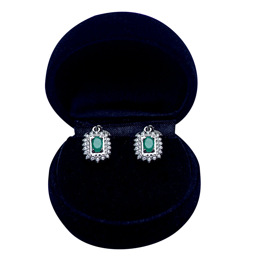 Swarovski Crystal & Emerald Earrings | SilverAndGold