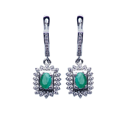 Swarovski Crystal & Emerald Earrings | SilverAndGold