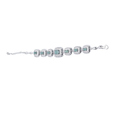 Emerald & Crystal Bracelet in Silver