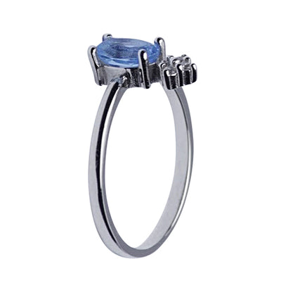 Blue Topaz & Crystal Silver Ring