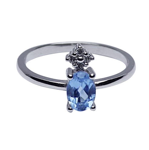 Blue Topaz & Crystal Silver Ring