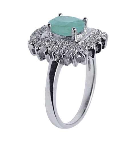 Emerald & Crystal Victorian Style Ring | SilverAndGold