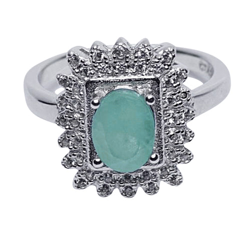Emerald & Crystal Victorian Style Ring | SilverAndGold
