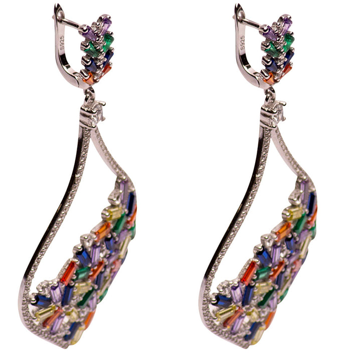 Colorful Crystal Sterling Silver Chandelier Earrings | SilverAndGold