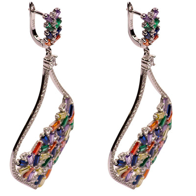 Colorful Crystal Sterling Silver Chandelier Earrings | SilverAndGold
