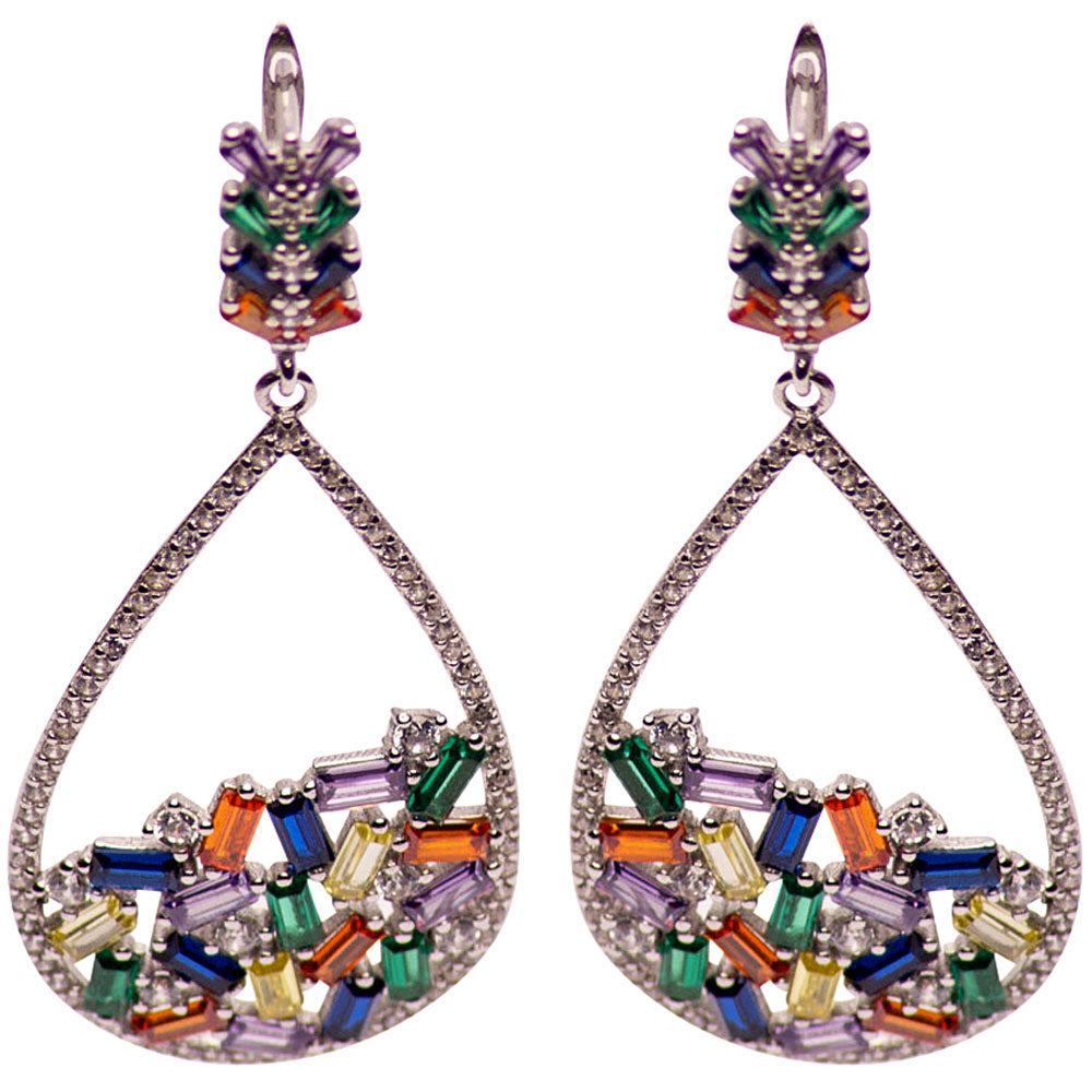 Colorful Art Deco Crystal Chandelier Earrings | SilverAndGold