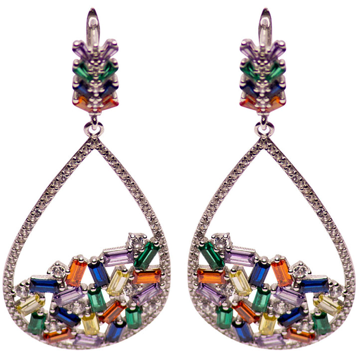 Colorful Art Deco Crystal Chandelier Earrings | SilverAndGold