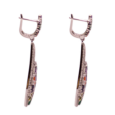 Colorful Art Deco Crystal Chandelier Earrings | SilverAndGold
