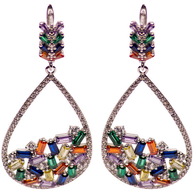 Colorful Art Deco Crystal Chandelier Earrings | SilverAndGold