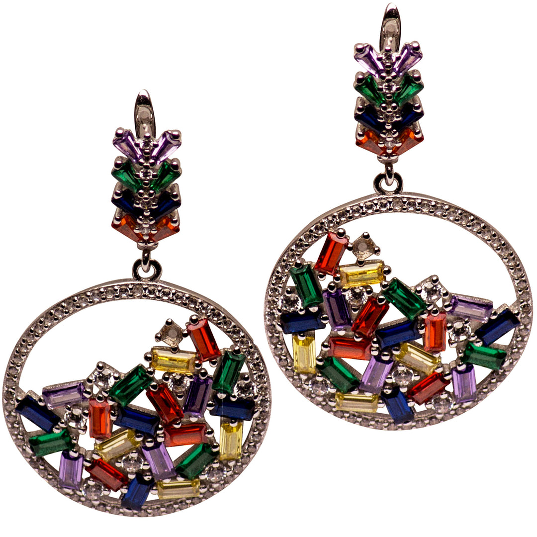 Colorful Art Deco Crystal Chandelier Earrings | SilverAndGold