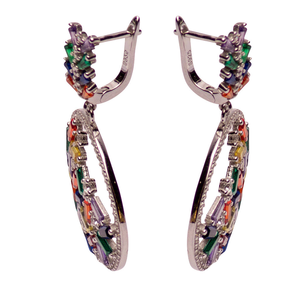 Colorful Art Deco Crystal Chandelier Earrings | SilverAndGold