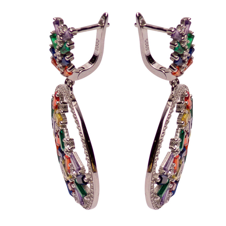 Colorful Art Deco Crystal Chandelier Earrings | SilverAndGold