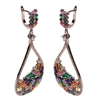 Colorful Art Deco Crystal Teardrop Earrings | SilverAndGold