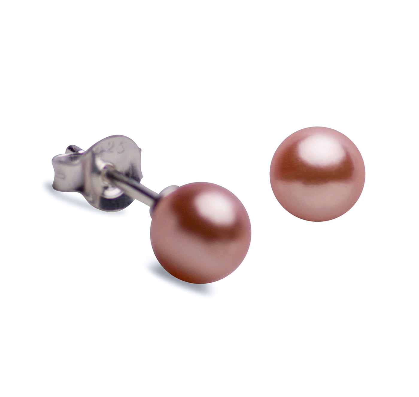 6 mm Peach Cultured Pearl Earrings | SilverAndGold